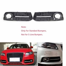 FOR 08-11 AUDI A4 B8 GLOSSY BLACK  HONEYCOMB FRONT BUMPER FOG LIGHT GRILLE COVER picture