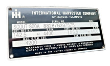 Fits INTERNATIONAL HARVESTER GVW SCOUT TRAVELALL TRUCK DATA PLATE ENGRAVED picture