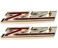 2PC 2019-2023 Chevy Silverado Z71 Emblem Fender Letter Badge Chrome Red picture