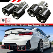 FOR 2019-2026 BMW G20 M340i 330i CARBON FIBER STAINLESS QUAD EXHAUST MUFFLER TIP picture