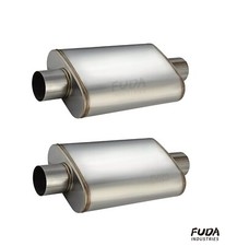 A Pair of Universal Muffler, 2.5in inlet/outlet Center,Straight-Through Exhaust picture