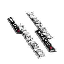 2X fit For AMG TURBO 4MATIC+ Fender Emblem Badge Chrome Left and right labeling. picture
