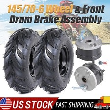 2PCS 145/70-6 Wheel 145x70-6 Tire Rim & Front Drum Brake Assembly For ATV Quad picture