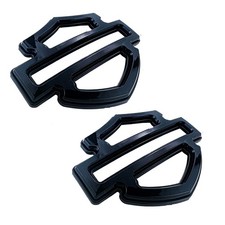 2x gloss black double layer custom fuel tank emblem motorcycle badges 5 or 6 gal picture
