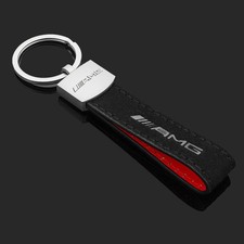 Black Suede Leather+Metal Car Keychain Key Chain Key Ring for Mercedes AMG picture
