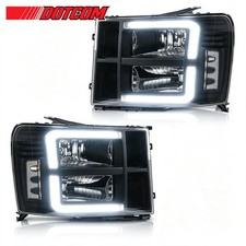 For 2007-2013 GMC Sierra 1500 2500HD 3500HD Black Clear LED DRL Tube Headlights picture