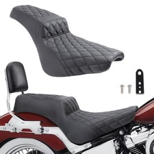 2-Up Black Driver Passenger Seat For Harley Softail Standard Slim FLSL 2018-2024 picture