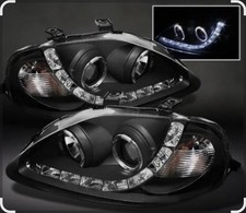 For 1996-1998 Honda Civic Projector Headlights w/ R8 Style LED Light Strip picture