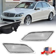 2PCS Euro Clear Lens Front Side Marker Lights For 12-14 Mercedes W204 C250 C300 picture
