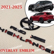 2021-2025 For Highlander XSE AWD Rear Tailgate Overlay Emblem 3D Glossy Blackout picture