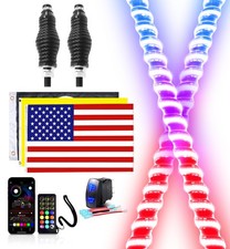 Pair 6FT COB LED Spiral Chasing RGB Whip Lights Antenna For Can Am RZR UTV ATV picture