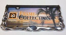 3 D FIRE FLAMES TRIBAL BLACK CHROME METAL AUTO CAR LICENSE PLATE FRAME LPF-71195 picture