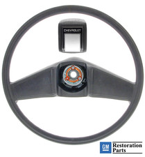 78-87 Chevy Truck Black Original Deluxe Steering Wheel w/Silver Horn Cap picture