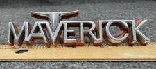 Vintage 1971-1974 Ford Maverick Orange/Chrome Nameplate D1DB-8C052-AWA picture