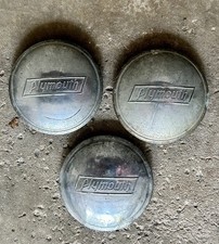 3 VTG Plymouth Artillery Wheel Center Hubcaps, 6½, Likely 1935-1936, Original picture