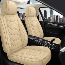 Pariitadin Leather Car Seat Covers Front Pair, Waterproof FRONT SET, BEIGE picture