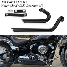 Black Shortshots Staggered Exhaust System For Yamaha V star 650 XVS650 Dragstar picture
