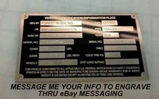 ENGRAVED 14 LINE TRAILER ID DATA PLATE NUMBER DATA TAG NAMEPLATE picture