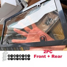2X Unbreakable License Plate Covers+Frames Auto Tag Shield Protector Front Rear✅ picture