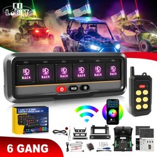 AUXBEAM 6 Gang RGB On/Off Switch Panel Toggle LED Light Circuit Relay System Kit picture