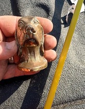 Vintage Brass Dog Head Furniture Leg Ferrule Figural Hardware Cast Metal JB 86 picture