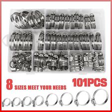 101 x Adjustable Hose Clamps Worm Gear Stainless Steel Clamp Assortment 8 Sizes picture
