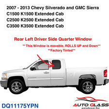 Fits 07-13 Chevy Silverado/ GMC Sierra 2D EXT Driver Left Rear Quarter Glass picture