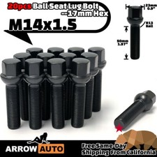 20x Black 14x1.5 Lug Bolt 50mm Fit Mercedes AMG Model StockRim W/ 3-8mmSpacer picture