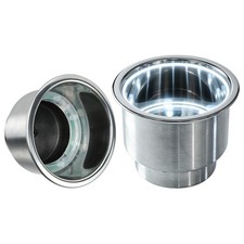 2PCS White LED Stainless Steel Cup Holder Insert Marine Boat Car Truck Camper picture