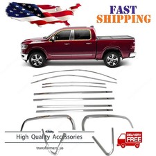12pcs Chrome Window Sill Molding Cover Trim Strip For 2019-26 Ram 1500 Dodge  picture