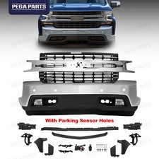 Front Chrome Bumper Grille Fog Light w/Sensor Hole For 2019-2021 Silverado 1500 picture