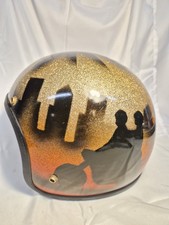Vintage 70s KRW Model 5000 Custom Metal Flake Mural Motorcycle Helmet Bobber picture
