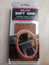 Vintage Deluxe Soft Grip 14-16 Inch Steering Wheel Cover Brown Vinyl Extra Thick picture