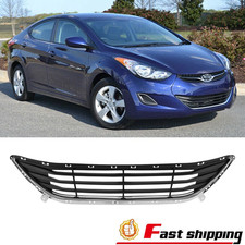 Fit 2011-2013 Hyundai Elantra Black Front Bumper Lower Grille Grill Chrome Trim picture