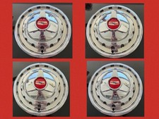 1957 CHEVY BEL-AIR HUBCAPS W/SPINNERS - ORIGINAL - SET OF 4 - HIGHLY RESTORED picture