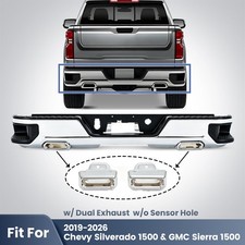 Chrome Rear Bumper Assembly For 2019-2026 Chevy Silverado 1500 W/O Sensor Holes picture