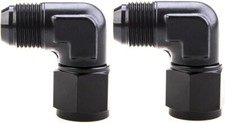 10AN Female to 10AN Male Flare 90 Degree Swivel Hose Fitting Adapter Black 2Pcs picture