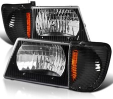 Black Fit 1992-2007 Ford Econoline E150 E250 Headlights+Corner Parking Signal picture