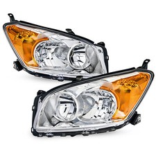Headlights for 2009-2012 Toyota RAV4 Chrome Amber Headlamps Left Right Pair picture
