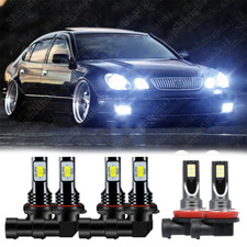 For Lexus GS300 1998-2004 6000K LED Headlights High Low + Fog Lights Bulbs Combo picture