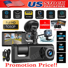 Car Dual Lens Dash Cam HD 1080P Front/Rear/Inside Video Recorder Camera G-Sensor picture