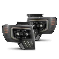 For 09-14 Ford F150 AlphaRex PRO MK2 Alpha Black Halogen Projector Headlights picture