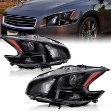 For 2009-2014 Nissan Maxima Sedan Black Headlights Assembly Headlamps Left+Right picture