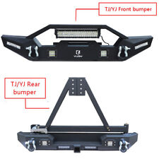 Vijay  New Front + Rear Bumper w/ Spare Tire Rack For 1997-2006 Jeep Wrangler TJ picture