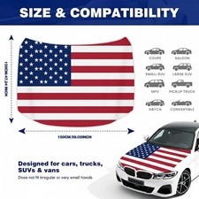 US American Flag Car Hood Cover Stretch Polyester Bonnet Banner Sedan SUV Truck picture