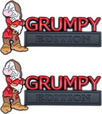 Pair Set Grumpy Edition Emblem 3D Metal Side Rear Badge Nameplate Sticker (Red) picture