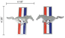 New 2005 - 2014 Ford MUSTANG Running Horse Chrome Fender Tri Bar Emblems Pair  picture