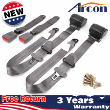 2 Pack Universal 3 Point Retractable Adjustable Car Seat Belt Gray Safety Belts picture