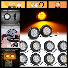 10 Pcs 2” Amber LED Marker Lights - Waterproof Round Clearance Lights w/ Reflect picture