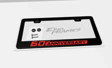 60th Anniversary Red License Plate Frame black Stainless Steel Metal picture
